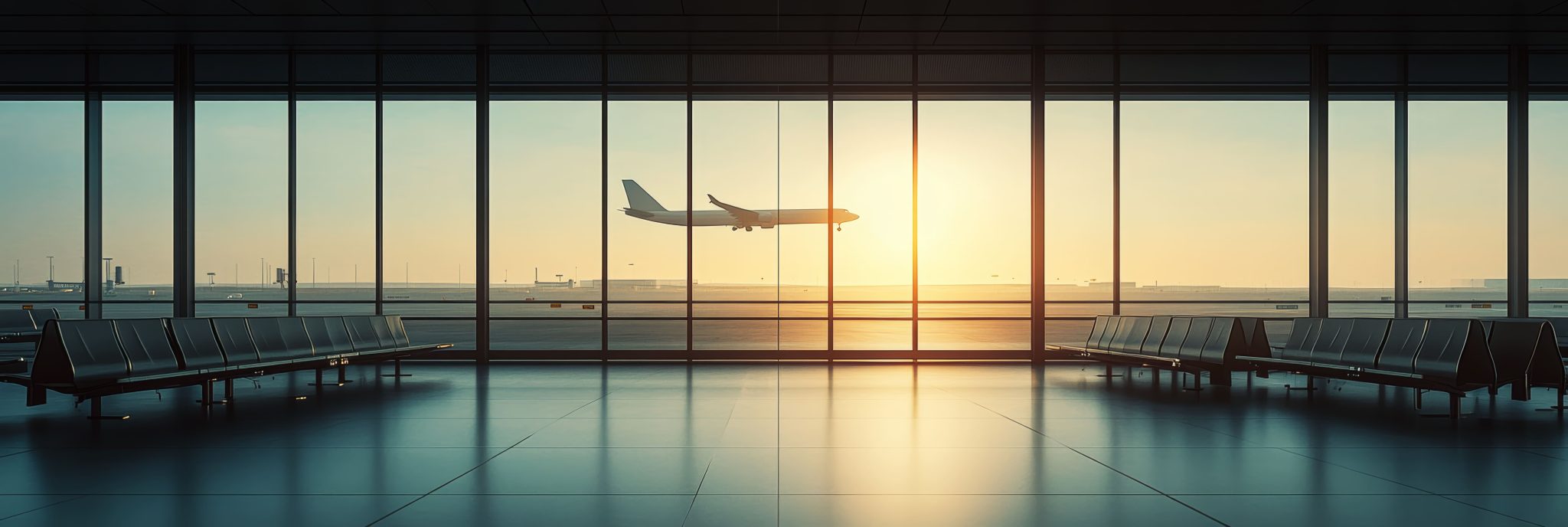 Airplane silhouette at sunset representing citizenship and residency