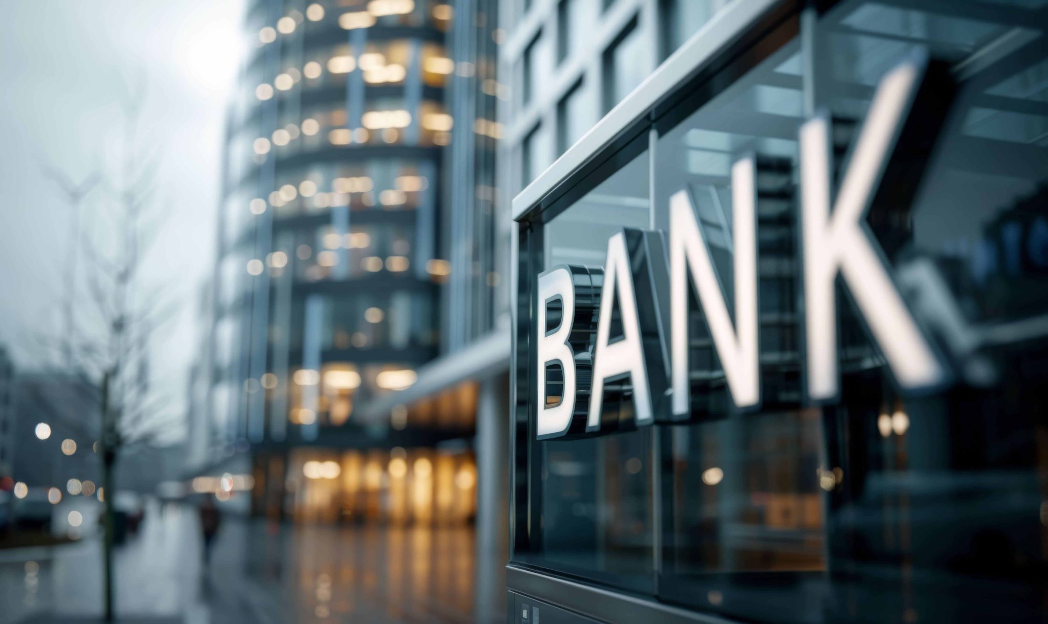 modern bank building entrance